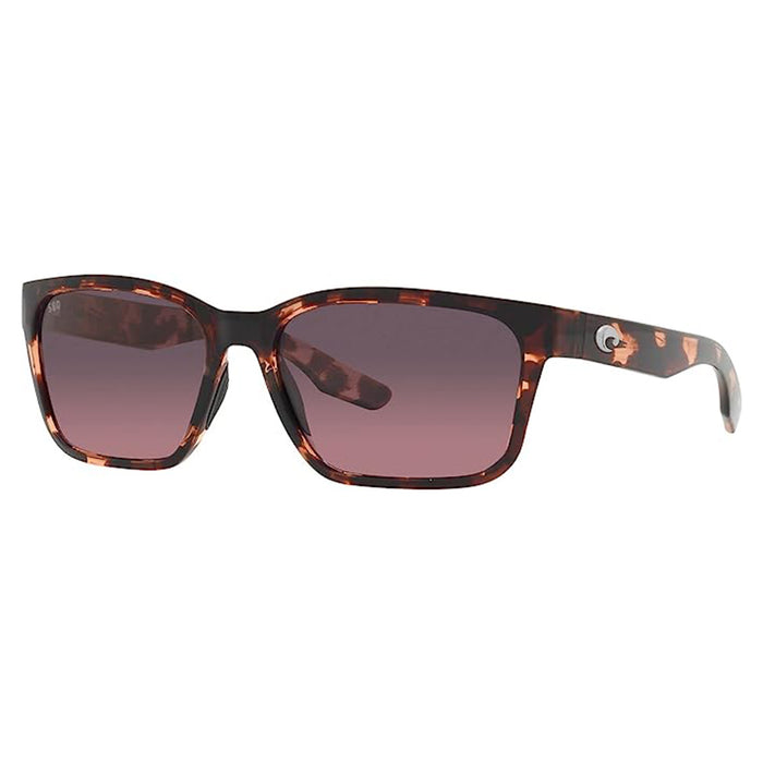 Costa Del Mar Women's Coral Tortoise Frame Rose Gradient Lens Polarized Palmas Rectangular Sunglasses - 06S9081-908108-57
