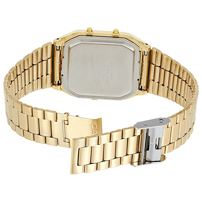 Casio Men's Gold Dial Stainless Steel Band Analog-Digital Quartz Watch - AQ-230GA-9DMQ