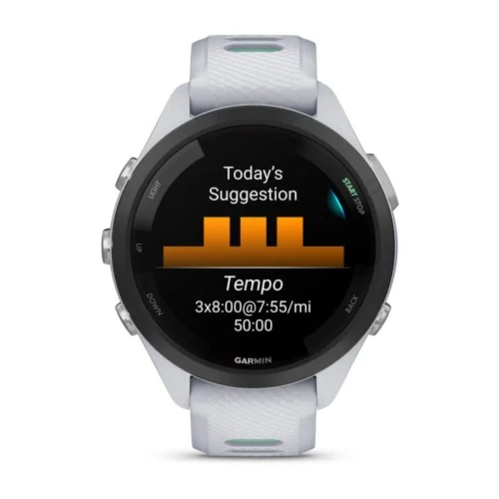 Garmin Whitestone Neo Tropic 42 mm Colorful Amoled Display Training Metrics Recovery Insights Forerunner 265S Running Smartwatch - 010-02810-04