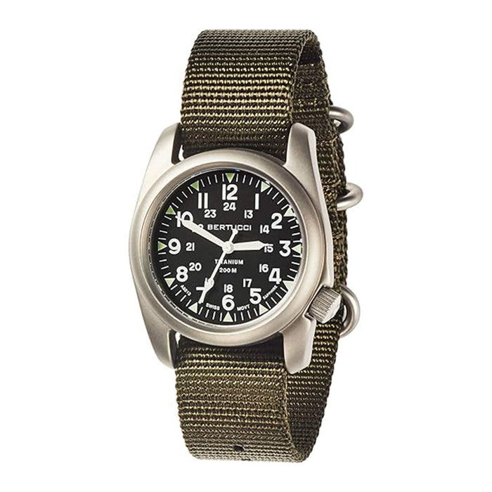 Bertucci A-2T Men's Black Dial Defender Olive Nylon Band Analog Swiss Quartz Watch - 12075