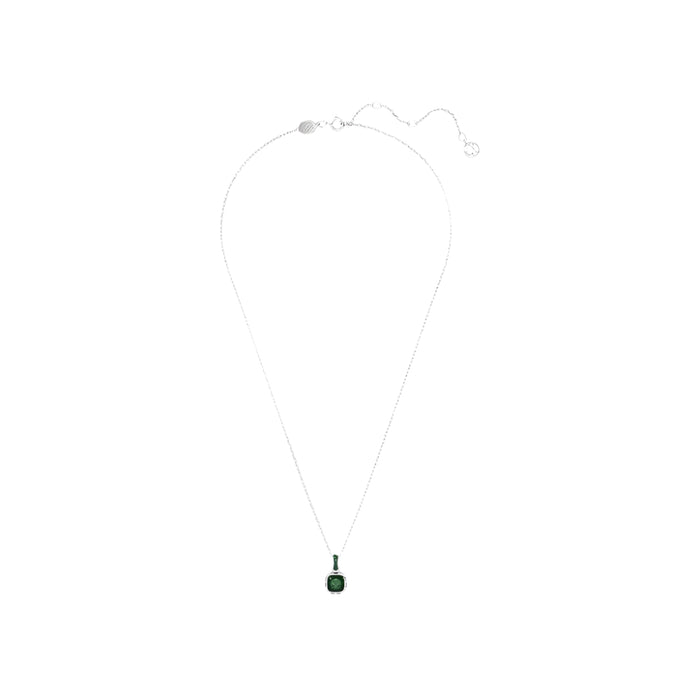 Swarovski Women's Green Square-Cut Stone and Crystals in a Rhodium-Finished Setting August Birthstone Pendant Necklace - 5651706