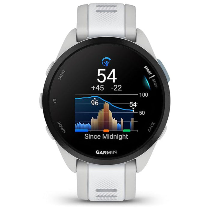 Garmin Unisex Whitestone Forerunner 165 Music Colorful AMOLED Display Training Metrics and Recovery Insights Music on Your Wrist Running Smartwatch - 010-02863-31