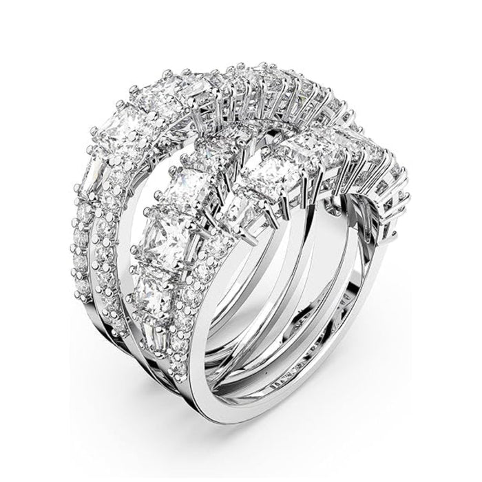 Swarovski Women's Clear Cubic Zirconia Rhodium Finished Size 9 Mixed Cuts Hyperbola Ring - 5584654