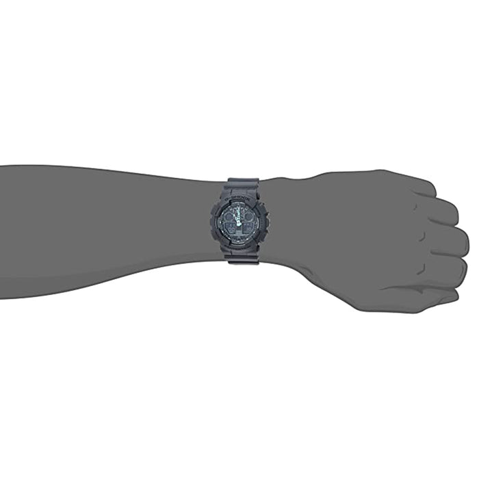 Casio Men's Gray Dial Black Resin Band G-Shock Analog and Digital Quartz Watch - GA-100C-8ACR