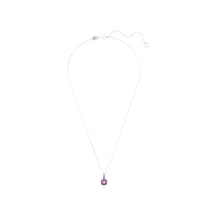 Swarovski Women's Pink Square-Cut Stone and Crystals in a Rhodium-Finished Setting February Birthstone Pendant Necklace - 5651708