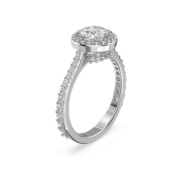 Swarovski Women's Clear Centerpiece and Pavé Zirconia on a Rhodium Finish Setting Size 9 Una Ring - 5642626