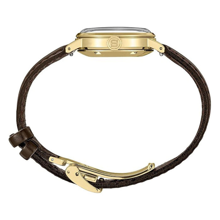 Seiko Women's Brown Dial Dark Brown Leather Band Analog Automatic Watch - SRE020