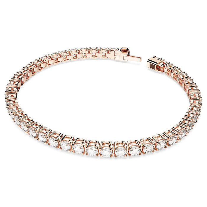 Swarovski Part of the Matrix Tennis Collection Women's Round Clear Stones on Gold-Tone Finished Band Small Size Matrix Tennis Bracelet - 5657657