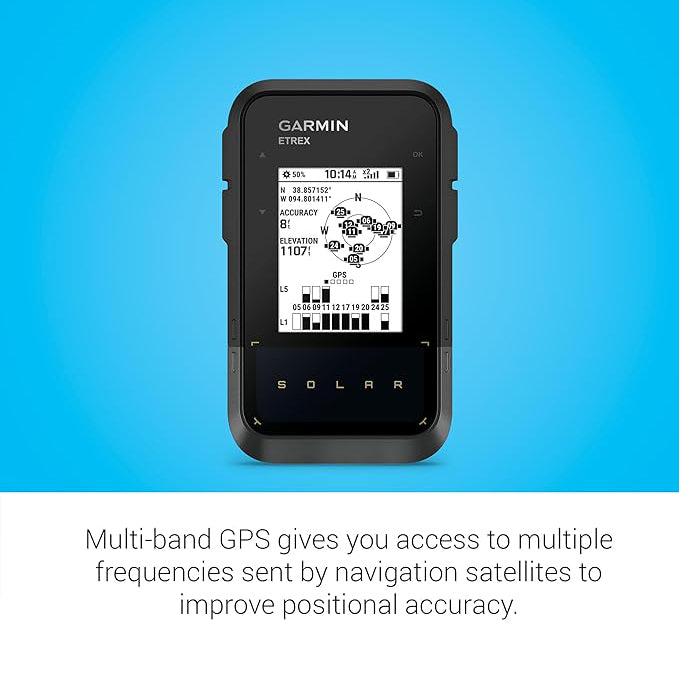 Garmin eTrex Solar Compact Water Resistant Integrated Launch Monitor Handheld Navigator GPS - 010-02782-00