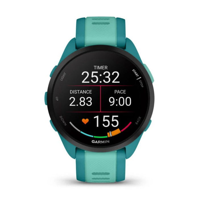 Garmin Unisex Turqouise Forerunner 165 Music Colorful AMOLED Display Training Metrics and Recovery Insights Music on Your Wrist Running Smartwatch - 010-02863-32