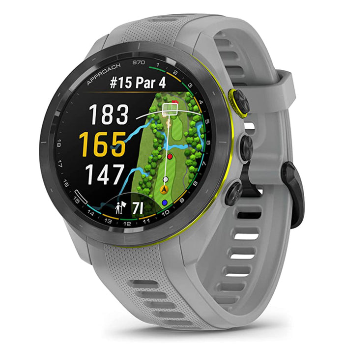 Garmin Approach S70 Black Ceramic Bezel with Powder Gray Silicone Band 42mm Premium GPS Golf Watch - 010-02746-01