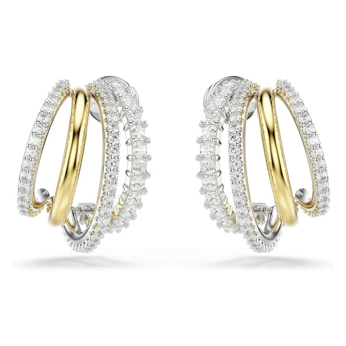 Swarovski Women's Clear Cubic Zirconia Mixed Metal Finish Mini Hyperbola Hoop Earrings - 5689718