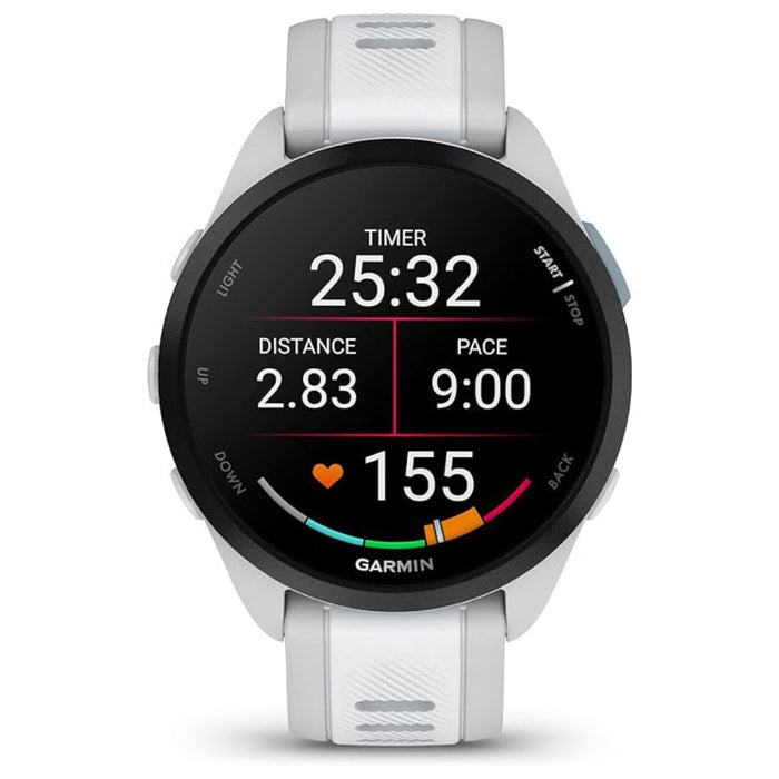 Garmin Unisex Whitestone Forerunner 165 Colorful AMOLED Display Training Metrics and Recovery Insights Running Smartwatch - 010-02863-21