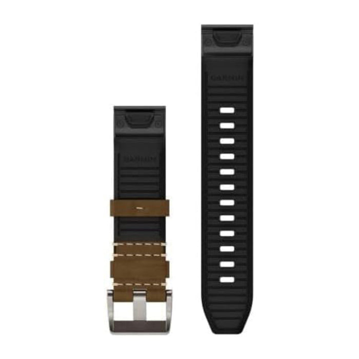Garmin Unisex Tundra/Black Leather/FKM Hybrid 22MM QuickFit Watch Band - 010-13225-07