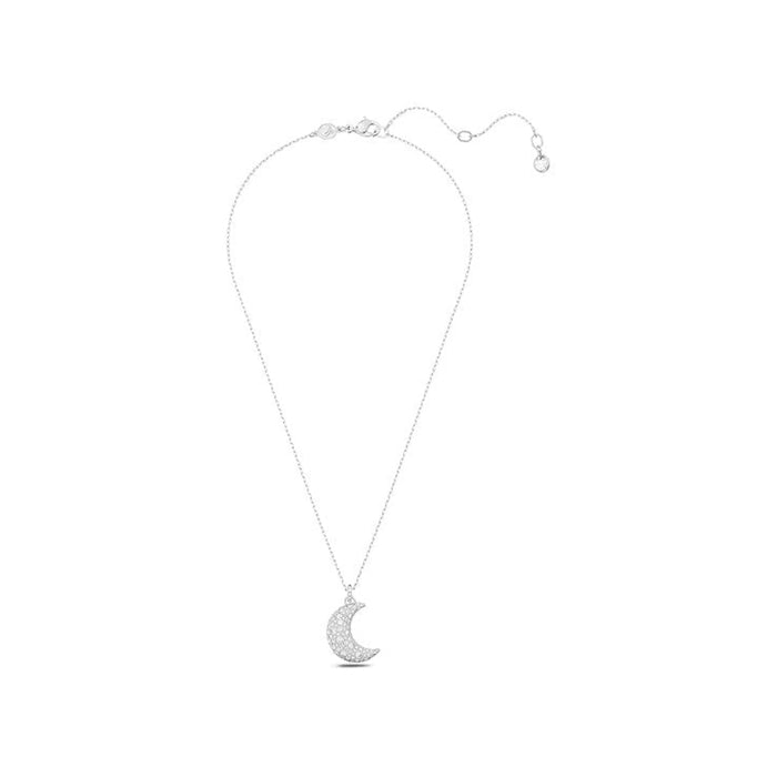 Swarovski Part of the Sublima Collection Women's Rhodium Finished Crescent Moon Motif with Clear Pavé Stones Sublima Pendant Necklace - B6-C8CP-5NM3