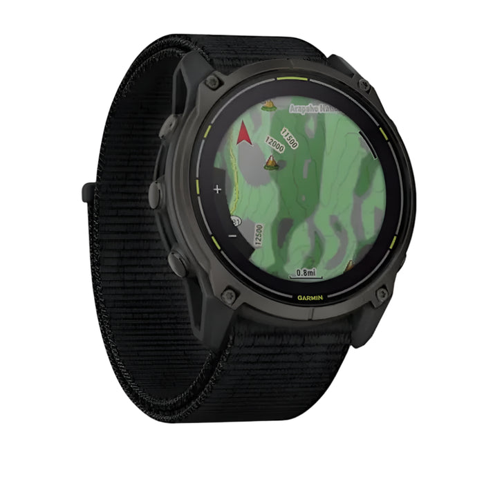 Garmin Enduro 3 Unisex Carbon Gray DLC Titanium with Black UltraFit Nylon Strap Solar Sapphire Extreme Battery Life, Detailed Mapping, Built-in LED Flashlight 51 Millimeters Ultraperformance GPS Smartwatch - 010-02751-00