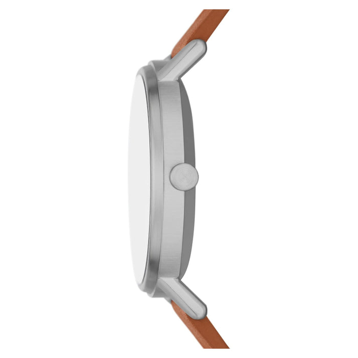 Skagen Kuppel Men's Blue Dial Brown Leather Band Analog Quartz Two-Hand Sub-Second Watch - SKW6888