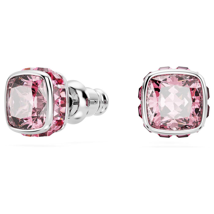 Swarovski Women's Pink Square-Cut Stone and Crystals in a Rhodium-Finished Setting October Birthstone Stud Earrings - 5661960