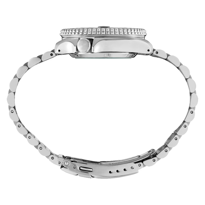 Seiko Men's Green Dial Silver Stainless Steel Band Analog Automatic Watch - SSK035