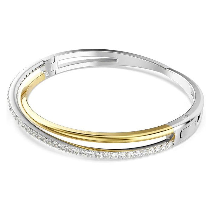 Swarovski Women's Clear Cubic Zirconia Mixed Metal Finish Round Cut Hyperbola Bangle Bracelet - 5689722