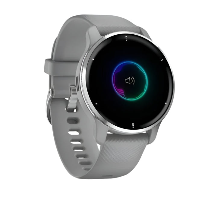Garmin Venu 2 Plus Silver with Gray Band Advanced Health Monitoring and Fitness Features with Call and Text GPS Smartwatch - 010-02496-00