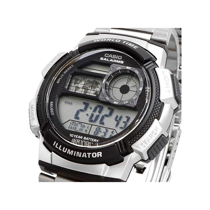 Casio Men's Digital dial Metal Band Silver Digital Quartz Watch - AE-1000WD-1AVDF