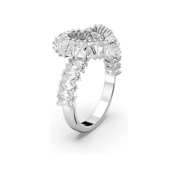 Swarovski Women's Woven Heart-Shaped Ring with Clear Crystals on a Rhodium Finished Setting Size 6 Matrix Cocktail Ring - 5648291