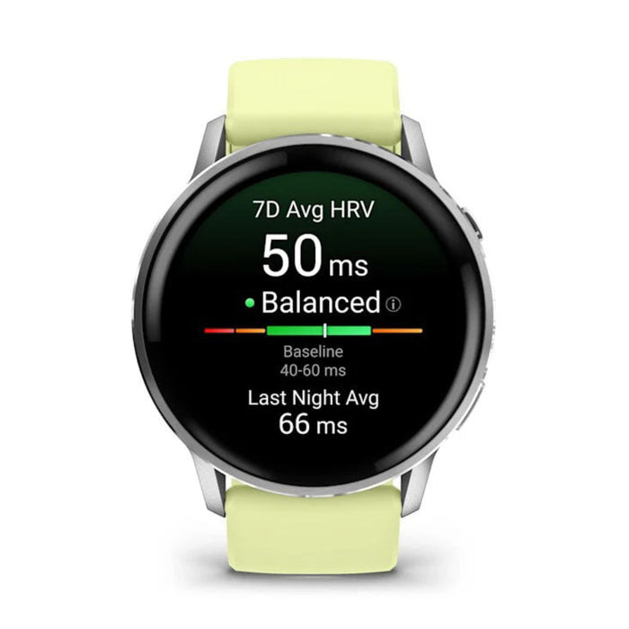 Garmin Venu® 4 - 45mm Unisex Silver With Citron Silicone Band Bright And Colorful Display Built-in Flashlight 12 Days Of Battery Life Advanced Health And Fitness GPS Smartwatch - 010-03014-02