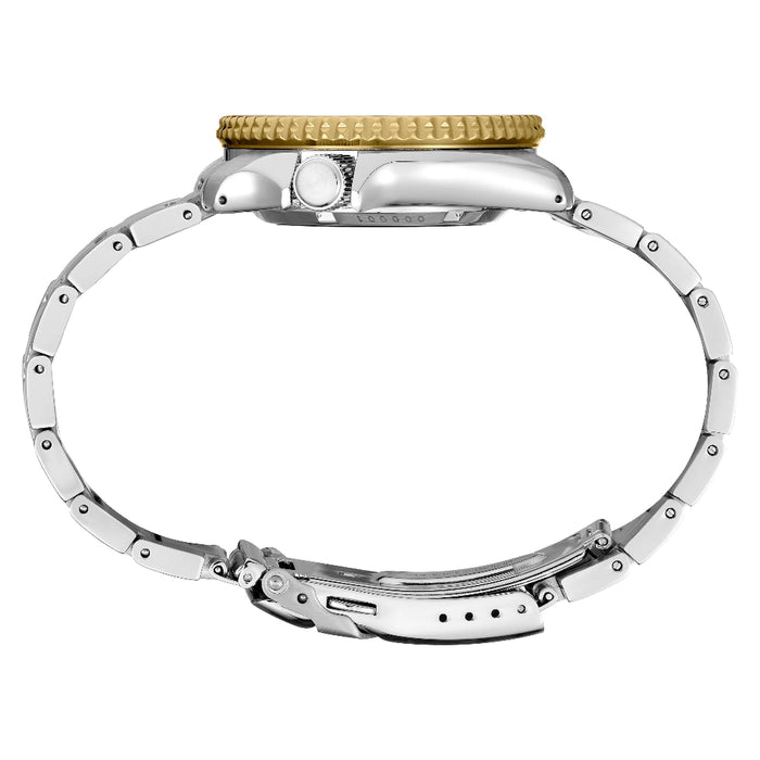 Seiko Men's Black Dial Gray Gold Two Tone Stainless Steel Band Mechanical Watch - SRPK22