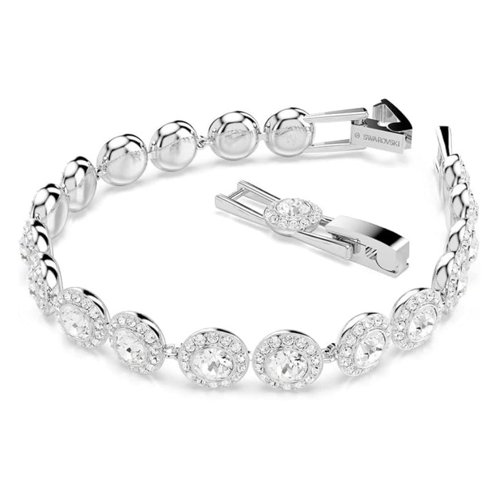 Swarovski Women's Clear Crystal Rhodium Finished Round Cut Una Angelic Tennis Bracelet - 5682279