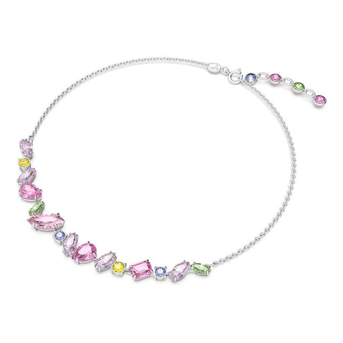 Swarovski Part of the Gema Collection Women's Pink Crystals on a Rhodium Finished Setting Gema Flower Necklace - 5658398