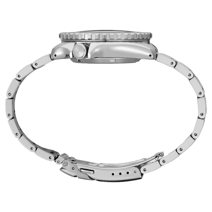 Seiko Men's Black Dial Silver Stainless Steel Band Analog Automatic 5 Sports Watch - SRPK99