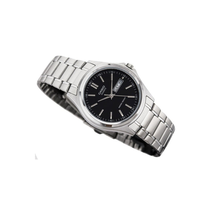 Casio Men's Black Dial Silver Stainless Steel Band Analog Quartz Watch - MTP-1239D-1DF