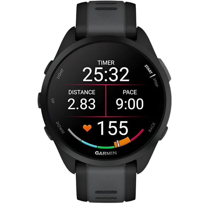 Garmin Unisex Black Forerunner 165 Colorful AMOLED Display Training Metrics and Recovery Insights Running Smartwatch - 010-02863-20