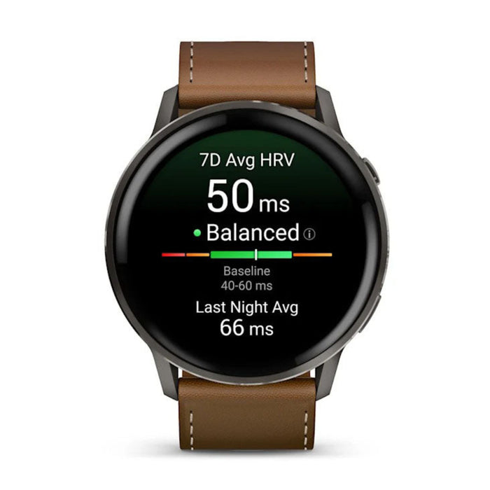 Garmin Venu® 4 - 45mm Unisex Slate With Black Silicone Band/Brown Leather Band Bright And Colorful Display Built-in Flashlight 12 Days Of Battery Life Advanced Health And Fitness GPS Smartwatch - 010-03014-03