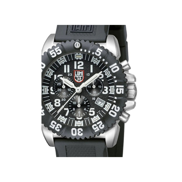 Luminox Navy Seal Steel Colormark Chronograph 3180 Black PU Band Black Dial Quartz Analog Watch - XS.3181.L