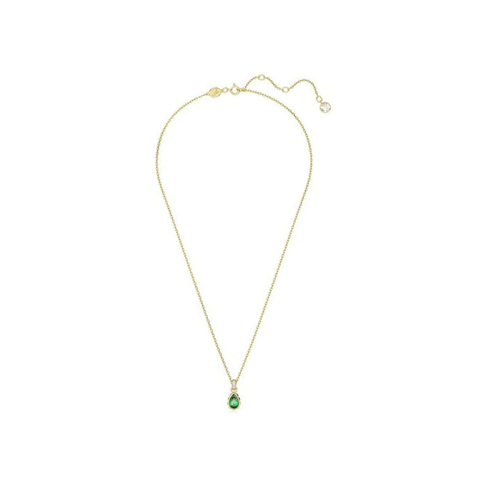 Swarovski Women's Green Pear-Cut Center Crystal with Clear Crystal Detail in Gold-Tone Finished Setting Stilla Pendant Necklace - 5648751