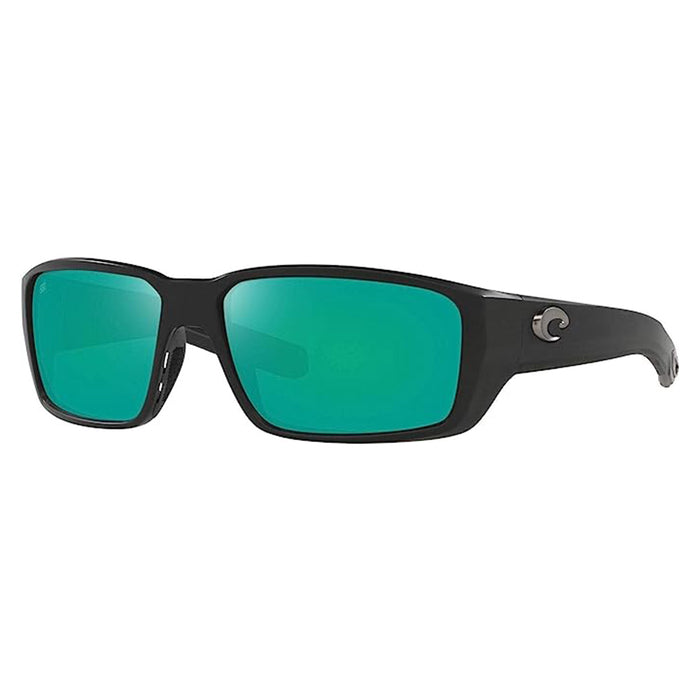 Costa Del Mar Men's Matte Black Frame Green Mirror Lens Polarized Fantail Pro Fishing and Watersports Rectangular Sunglasses - 06S9079-907902-60