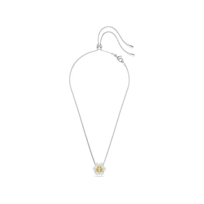 Swarovski Women's Flower Pendant with Yellow and Clear Mixed-Cut Stones in a Rhodium-Finished Setting Idyllia Pendant Necklace - 5679939