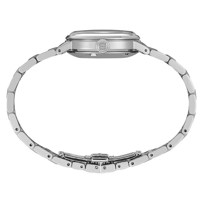 Seiko Women's White Dial Silver Stainless Steel Band Analog Automatic Watch - SRE017
