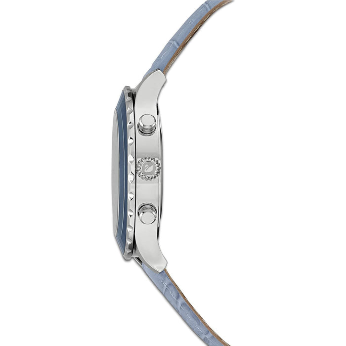 Swarovski Women's Blue Dial Leather Band Octea Lux Crystal Swiss Quartz Watch - 5580600