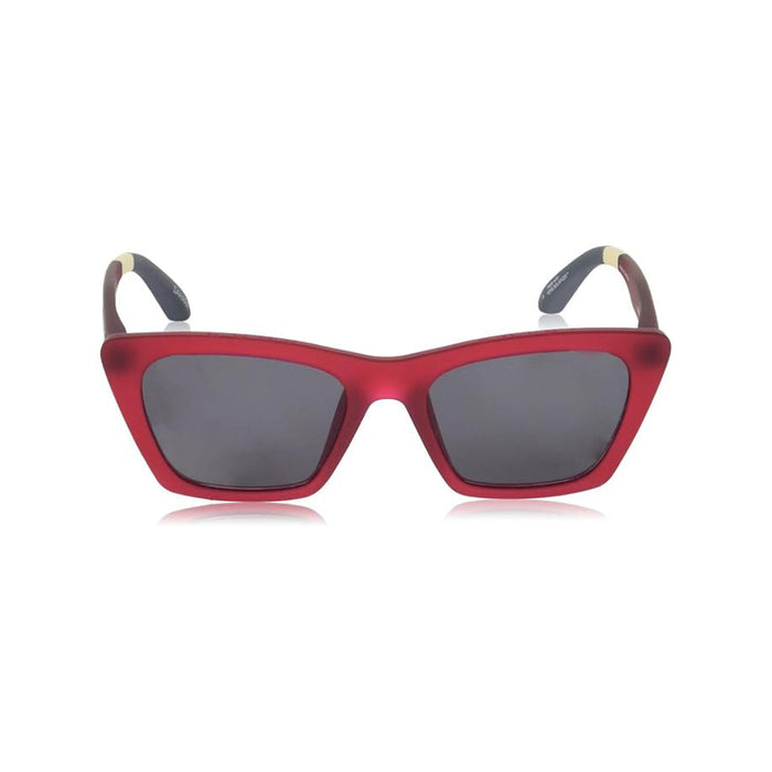 TOMS Women's Matte Beetroot Crystal Frame Dark Grey Lens Sahara Cat Eye Sunglasses - 10019177