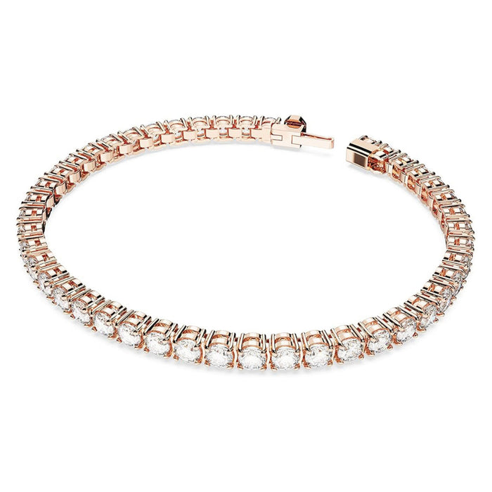 Swarovski Women's Round Clear Stones on Rose Gold-Tone Finished Band Medium Size Matrix Tennis Bracelet - 5657659