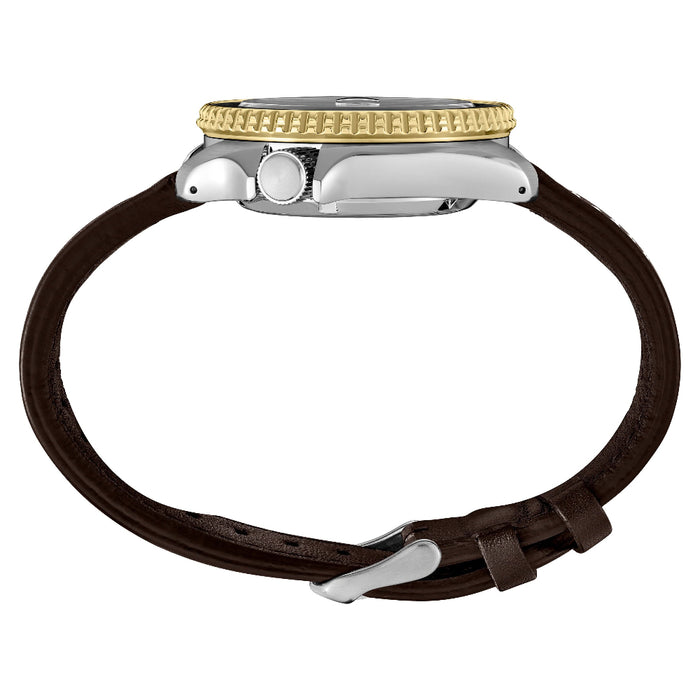 Seiko Men's Black Dial Brown Leather Band Analog Automatic Watch - SSK036