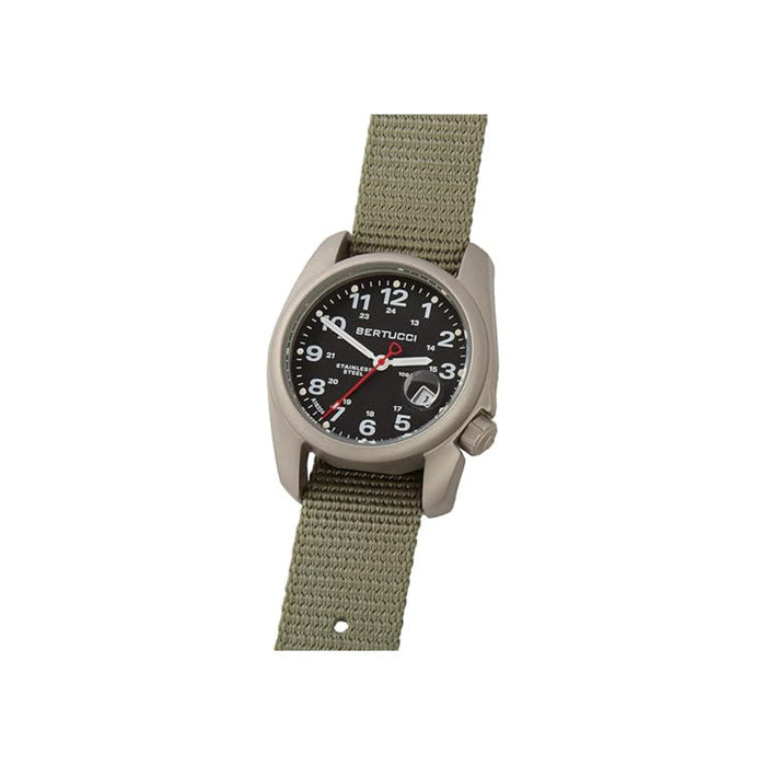 Bertucci A-1S Super Field Men's Black Dial Defender Drab Nylon Band Analog Japanese Quartz Watch - 10602