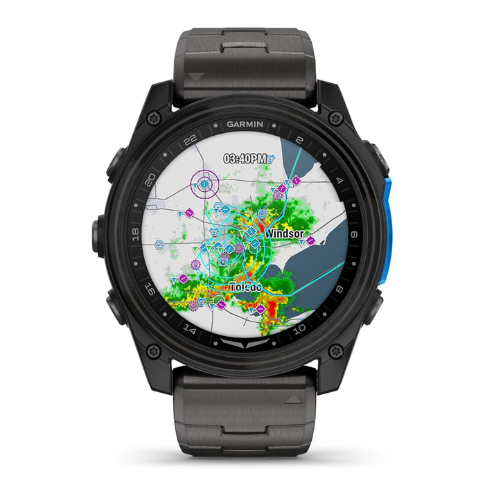 Garmin D2™ Mach 2 – 51 MM Unisex Carbon Gray DLC Titanium With Titanium Bracelet Advanced Flight Maps LED Flashlight Built-in Microphone/Speaker For Calls And Texts Premium Aviator Smartwatch With GPS - 010-02905-30