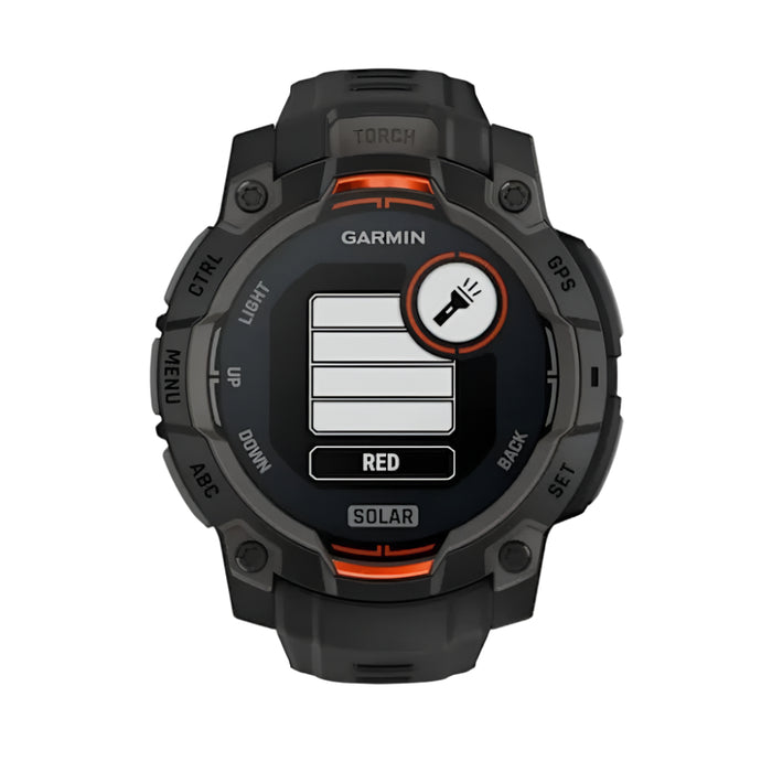 Garmin Instinct® 3 45 MM Unisex Black Solar Charged Display Metal-Reinforced Bezel Built-in Flashlight Rugged Outdoor GPS Smartwatch - 010-02934-00