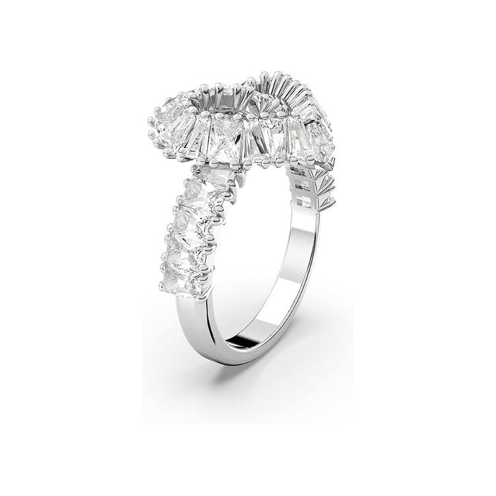 Swarovski Women's Woven Heart-Shaped Ring with Clear Crystals on a Rhodium Finished Setting Size 8 Matrix Cocktail Ring - 5648292