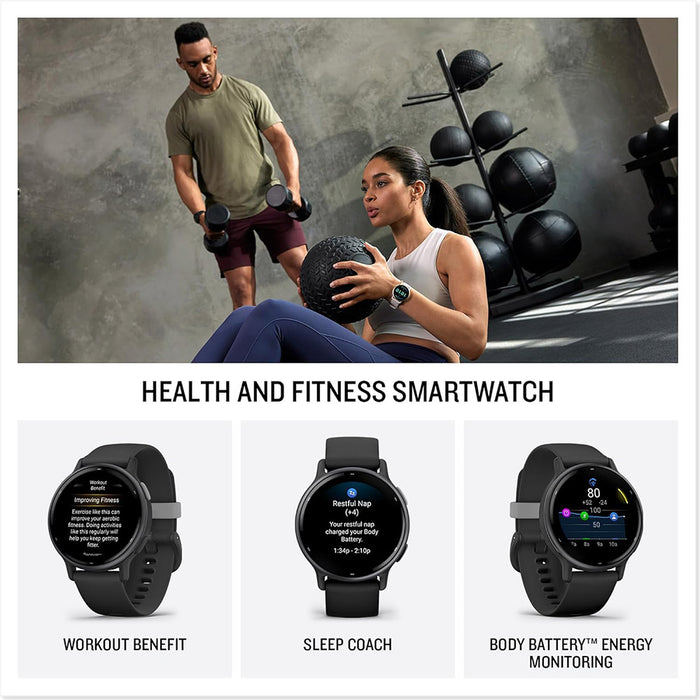 Garmin vivoactive 5 Black Health and Fitness with AMOLED Display Up to 11 Days of Battery Life GPS Smartwatch - 010-02862-10
