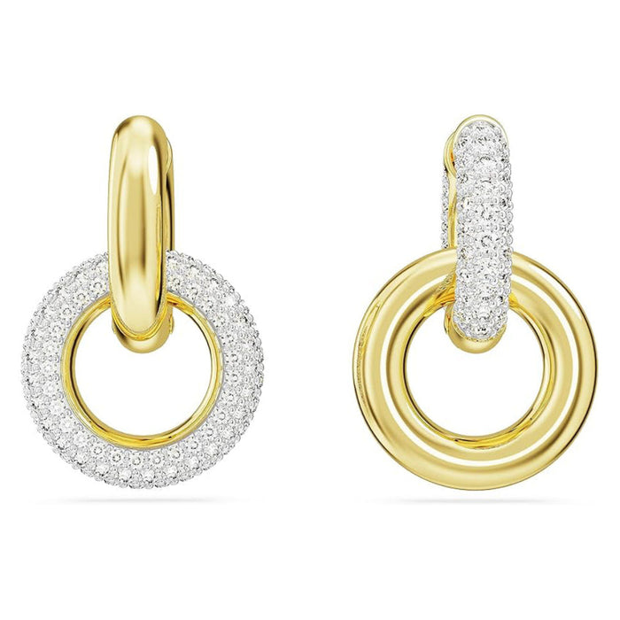 Swarovski Women's Clear Gold-tone Finish Interlocking Loop Dextera Hoop Earrings - 5668818